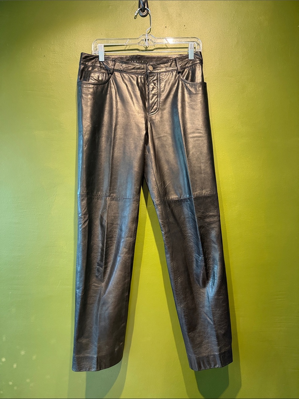 Vintage Theory Men's Black Leather Straight-Leg Pants